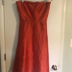 Lynn Lugo Copper Strapless Silk Dress Size 10